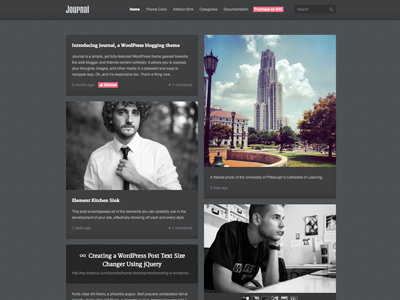 Journal Responsive WordPress Tumblog Theme clean dark galleries grid images isotope journal light logo masonry modern navigation post format quotes search stack theme themeforest tumblog wordpress