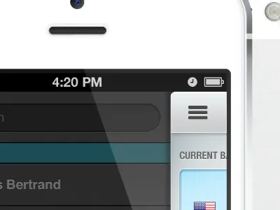 Slide panel app banking dashboard finance iphone sidebar slide panel swipe right