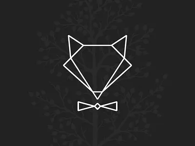 Fox black bow tie dark fox geometric logo minimal tree
