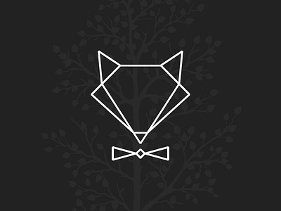 Fox black bow tie dark fox geometric logo minimal tree