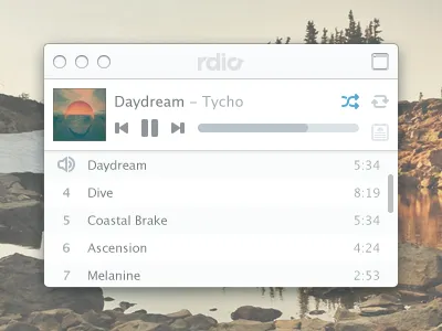 Rdio Mini Player app design music os x player ui