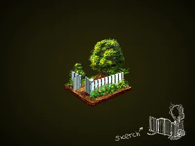 Garden fence flowers garden gate ground icon tree wood