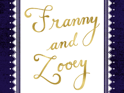 Franny and Zooey script book cover classic design foil gold lettering script