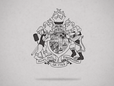 River Lee Navigation (est. 1769 dudes) branding canal design england floating heraldry industrial revolution drawing ink rebound river lee satire sketch