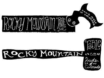 Rocky Mountain Table Co american colorado drew wallace hammer hand lettered logo mallet pencil rocky mountains saw sketch typography