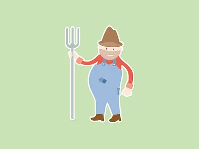 Farmer border cartoon dell farmer farmer in the dell illustration outline pitchfork
