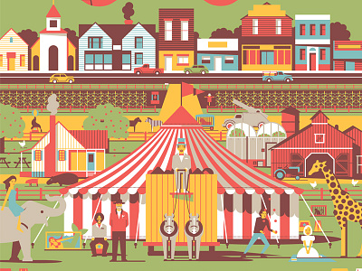 Big Top Pee-wee circus dan kuhlken dkng elephant farm film giraffe mondo movie nathan goldman pee wee poster screenprint tent town