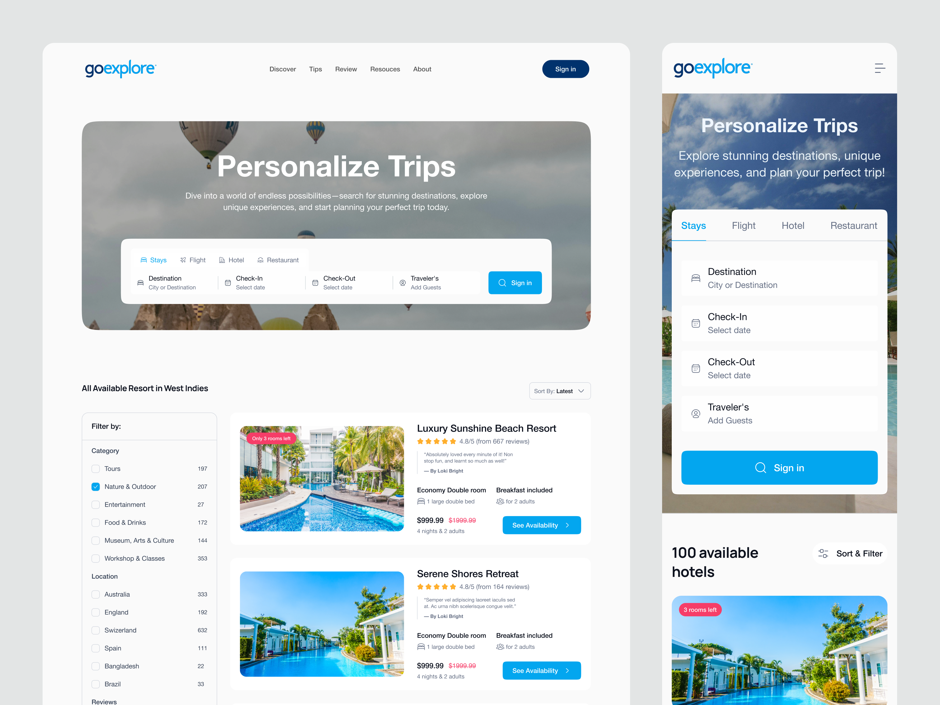 Travel website UI/UX design | Listing | Responsive | by ilias miah for ...