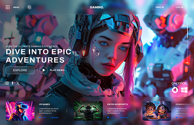 Landing Page Design gaming website landing page ui