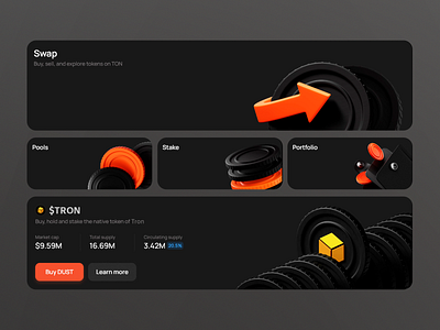 Modern UX/UI Dashboard for Token Management blockchain product design crypto dashboard crypto management interface crypto staking ux ui fintech ux ui design intuitive token management minimalist ux ui dashboard modern ux for crypto orange accent ui design portfolio management ux ui responsive fintech interface sleek dark mode ux staking platform interface swap feature design token supply visualization ton blockchain ui user friendly crypto dashboard ux design ux ui token dashboard uxui design