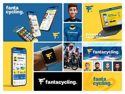 Fantacycling app bike branding colorful cycling fun modern rounded typography uxui yellow