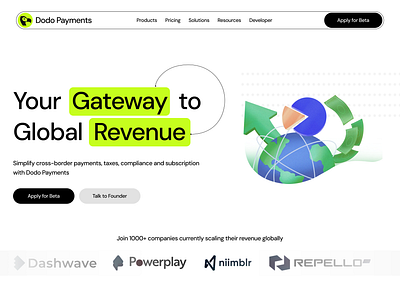Dodo Payments Hero Redesign colorful hero section payment website playful ui web design website design