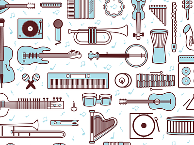 Pipe & Hat branding illustration instruments music pattern vector