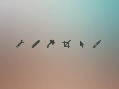Tool icons axe brush crop cursor icons mouse paintbrush ruler tool wrench