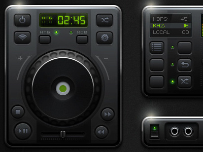 Music UI buttons dark interface knobs music ui