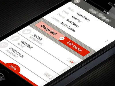 Simple profile. fitness mobile profile settings simple social