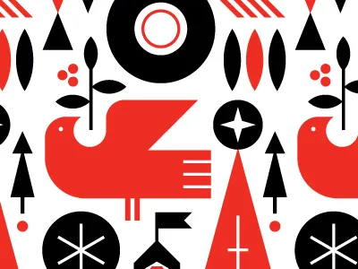 Festive bird christmas festive folk geometric holidays illustration pattern tree winter xmas