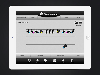 Proscenium- Grid View app light board lighting tablet theater ui