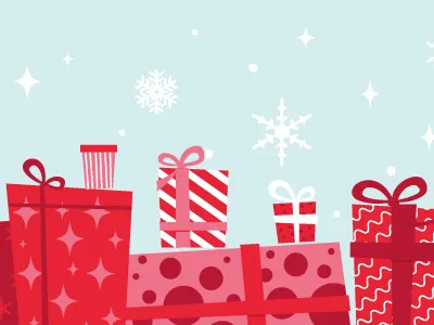 Christmas Card 02 bird blue christmas gift graphic hatchers illustration present red santa xmas