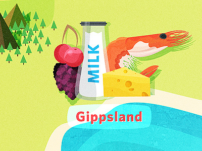 Mappin' bottle cheese cherry grapes illustration milk mountain prawn trees water