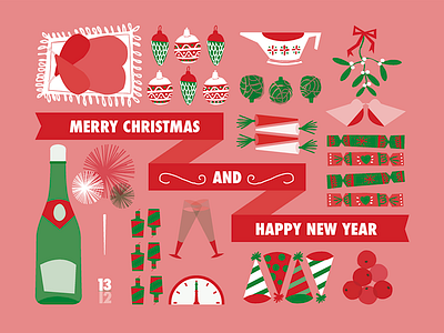 Season's greeting christmas illustration new red year