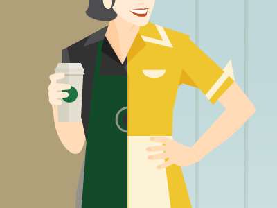 Illusion of the Experience Economy coffee illustration waitress