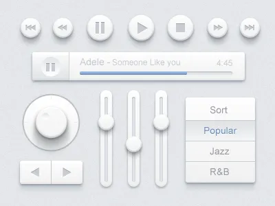 Music Ui Design Kit app button desing icons ios kit music paco toggle ui white
