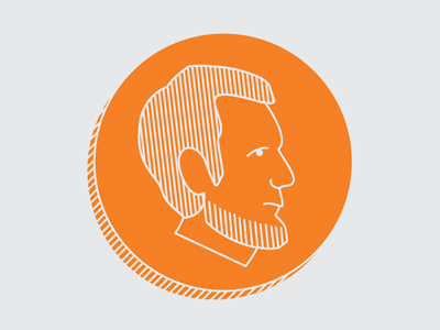 penny for your thoughts? icon illustration lincoln orange penny