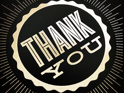 Thank You badge black card foil print silver thank you type typography