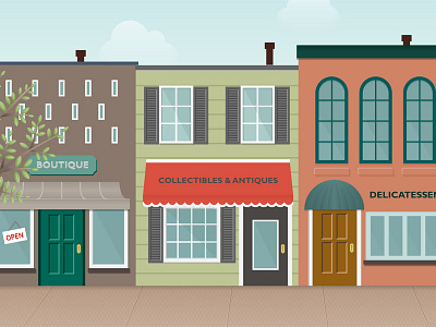 Storefront Illustration architecture buildings door illustration illustrator keepit shop shops storefront tree vector window