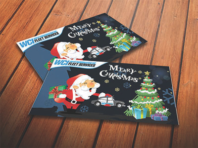 Christmas Card for WCI Fleet Services cars christmas greeting card illustration santa