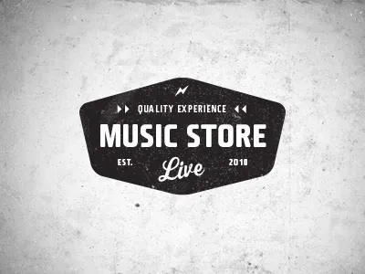 Music Store Live Logo 1 badge brand logo music retro vintage