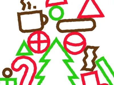 Holiday Pieces animation art candycane christmas coffee geometry gif holiday ornament present shapes tree triangle vector