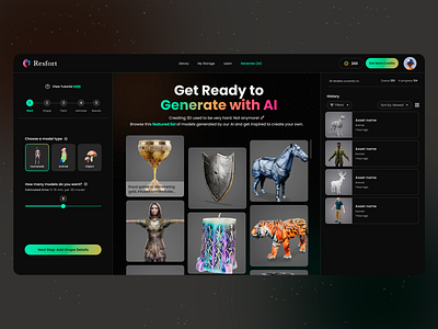 AI-Powered 3D Model Generation Platform 3d creation platform 3d modeling ux ai creative tools ai powered tools animation design ui creative platform ui customization workflow design inspiration ui digital creativity innovation featured gallery interface generative ai interface generative design tools interactive ux design intuitive user experience modern web step by step workflow ui design user friendly interface ux ui uxui design