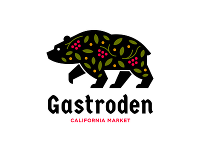 Gastroden animal bear branding californida clean design food gastro gastromarket geometric grizzly logo market simple usa