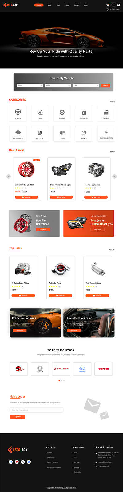 Gear Box Landing Page automotive autoparts clean ui e commerce interactive design minimal design online store shop page ui ux design web design