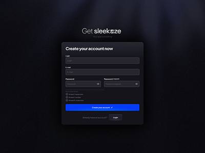 SleekUIze - views from latest works app assign branding design figma form illustration sleekuize tiles ui web