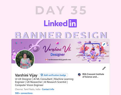 Day 35 of 100 Days Daily UI Challenge: LinkedIn Banner Design banner design branding creativeprocess dailyui dailyuichallenge day 35 designercommunity designidea graphicdesign linkedin linkedin banner photoshop photoshopdesign typographydesign visualidentity