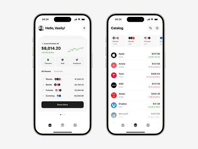 Investment App analytics animation app design finance fintech investment market minimalist money stock ui ux