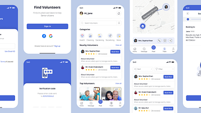 Volunteers I Care service booking app app caregiver caretaker healthcare ui ux