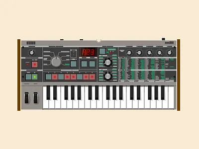 Microkorg design illustrator keyboard korg microkorg music retro synth vector