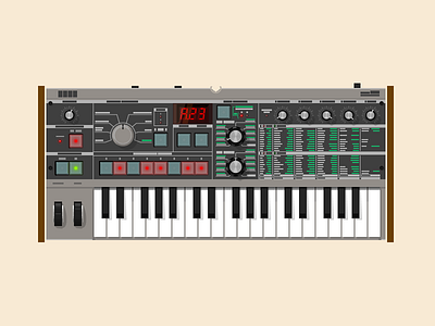 Microkorg design illustrator keyboard korg microkorg music retro synth vector