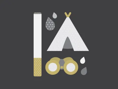 Just Because. binoculars cigarette icons illustration rain tent tipi