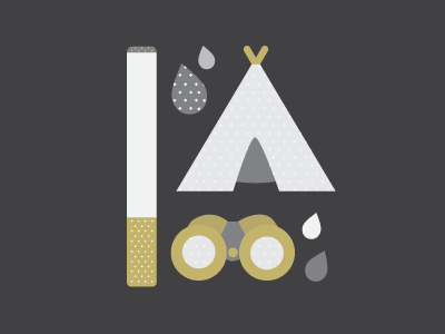 Just Because. binoculars cigarette icons illustration rain tent tipi