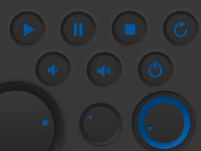 Media Button UI button dial dials media pause play player stop