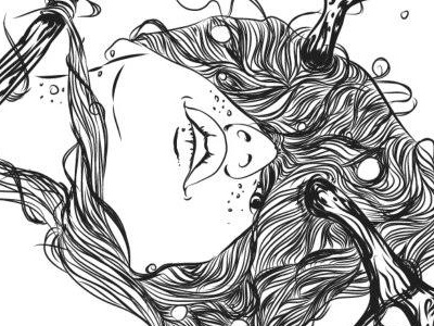 Dribbble 149 apostol cerberus elena greta eye freckles hair illustration iscariotteh line work lips sketch tree wood