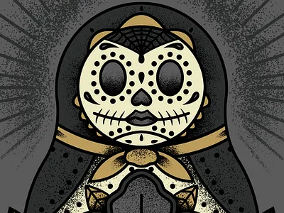 For Sale day of the dead doll flower grain leaves matryoshka sugar skull texture