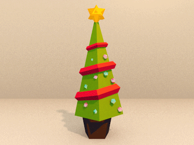 Tree.gif — 3d aftereffects animation blender christmas decorations design geometric geometry gif lowpoly motion photoshop render retro star tree xmas