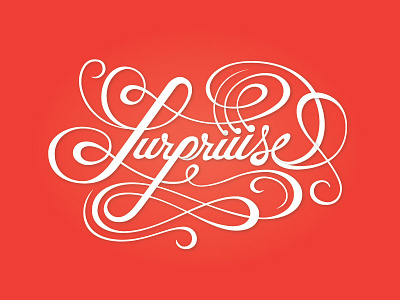 Surpriiise custom type drawn hand red script surprise type