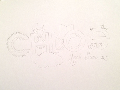 Second trace of sketch for Chloe - with details doodle hand drawn lettering sketch typography